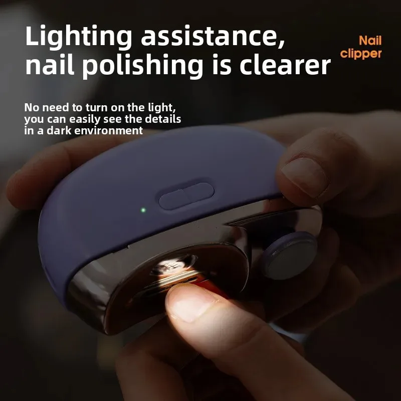 Electric Nail Clipper Grinding and Polishing with Light Automatic Nail Trimmer Rechargeable Nail Cutter Manicure for Baby Adult