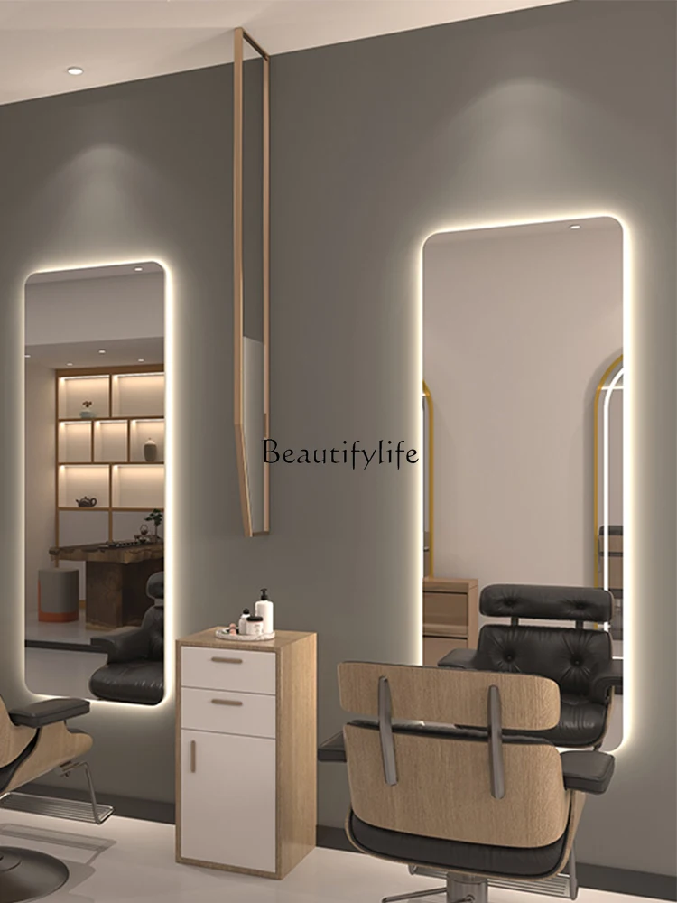 

For Hair Salon Floor Dressing Table Led Single-Sided Luminous Wall-Mounted Smart Mirror with Light