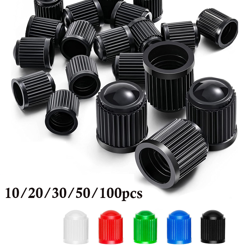 20 Stuks Autobandventiel Plastic Zwarte Fiets Ventieldopjes Met O Rubberen Ring Covers Dome Vorm Dust Valve voor Auto Motorfiets