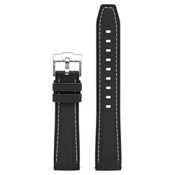 Universal Quick Release Liquid Silicone Sport Watch Band - Diving Waterproof Bracelet - 22mm (Black white line01)
