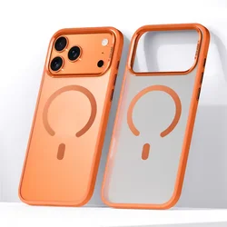 Translucent Hybrid Magnetic Shockproof Cover with Luxury Alloy Lens Frame - iPhone 17 Pro (Orange)