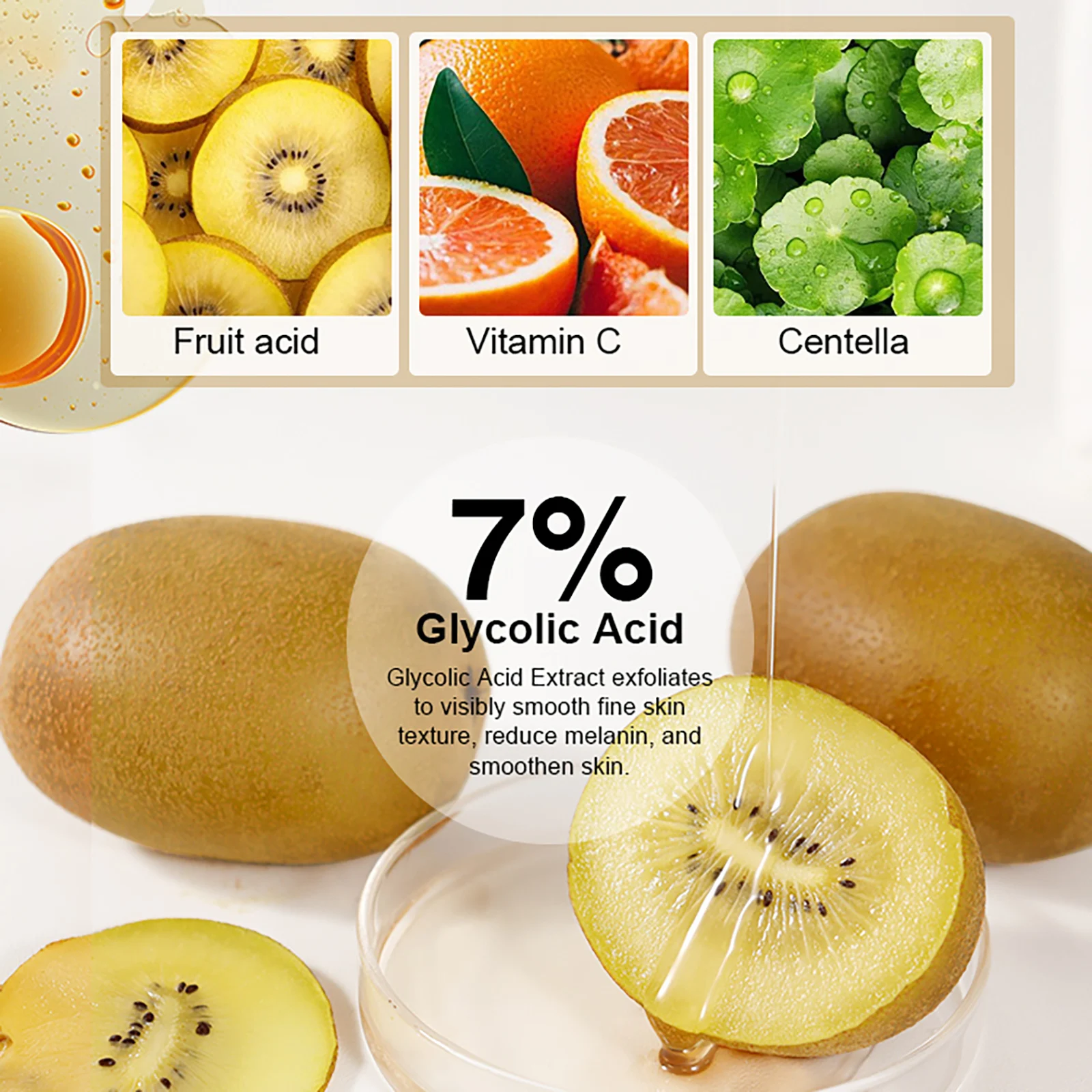 LKIAE Skin Brightener Set, Lightening, Hydration, Clean Stains, Remove Acne, Fine Lines, With Fruit Acid, Centella Asiatica