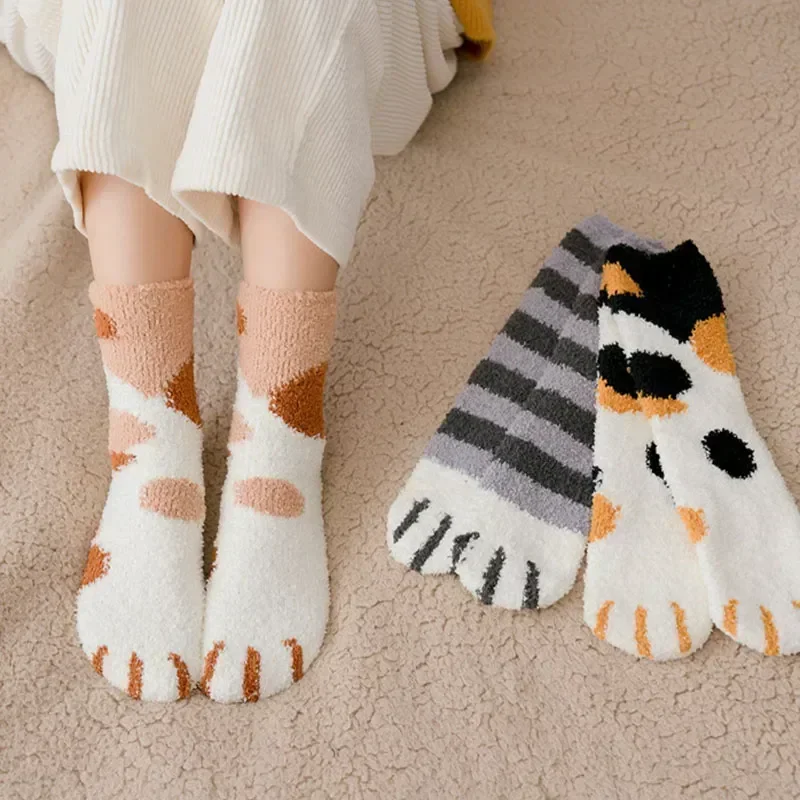 

В мультяшном стиле для Sox Super Stay Soft The House милые носки с узором в виде плюшевых лап для пола и сна женские зимние хлопковые носки с кошкой для женщин