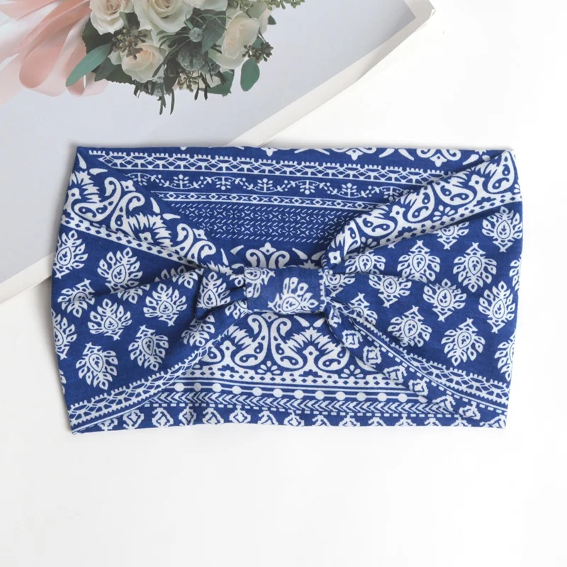 Bohemian Wide Headbands Trendy Yoga Motion Hairpie Sweat-Absorbing Sweat Absorption and Elastic Ladies Headwear Hair Accessories