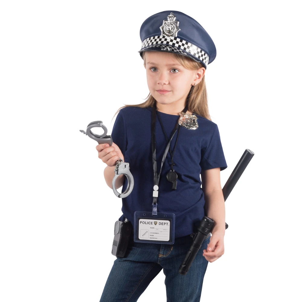WizKidz Police Toys Set with Police Baton Handcuffs Toy Gun Police Hat for Kids Role Play Dress Up Pretend Play Accessories Gift 4