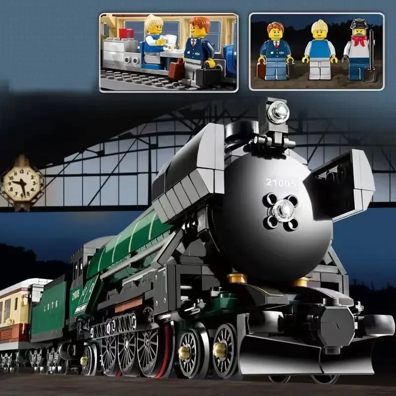 Building Blocks Toys 1085pcs Creative Expert Emerald Classic-styled Train Night Steam Locomotive 21005 Building Blocks Sets Compatible With Model