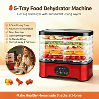 Déshydrateur alimentaire à 5 plateaux, prise UE, température et minuterie réglables, plateaux de séchage transparents, pour viande séchée, friandises pour animaux, légumes et collations 1