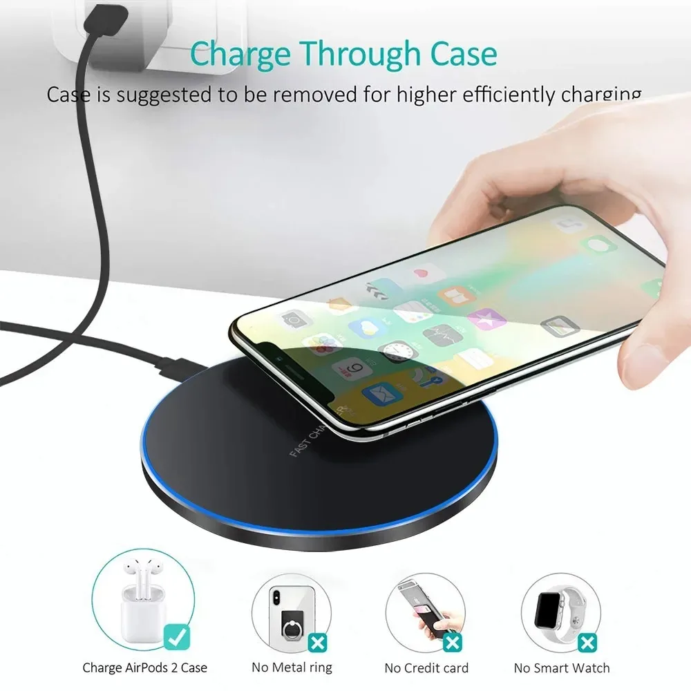 15W Fast Charging Wireless Desktop Pad with LED Indicator