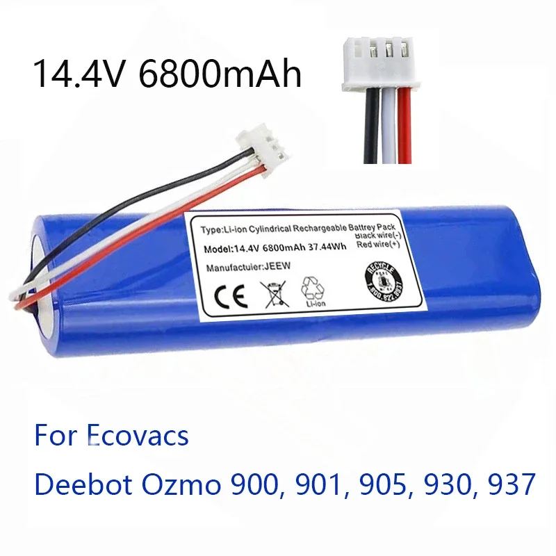 

New Original 14.4V 6800mAh Robot Vacuum Cleaner Battery Pack For Ecovacs Deebot Ozmo 900, 901, 905, 930, 937