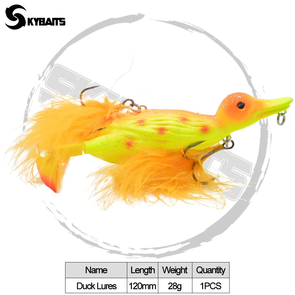 SKYBAITS 1Pcs Duck Fishing Lure 120mm/28g Artificial Bait 3D