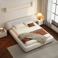 Mariage lits confortables esthétique Double rangement européen lits modernes crème concepteur minimaliste bois Cama Casal meubles 3