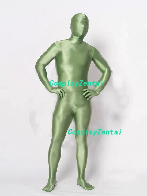 New Shiny Bright Light Green High Quality Spandex Zentai Bodysuits  Halloween costumes Woman/Men Zentai Catsuit