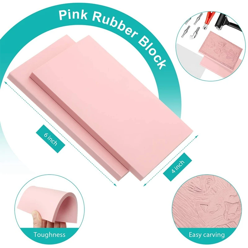 Rubber Stamp Making Kit,Block Printing Tool Kit,Linoleum Cutter With 6 Type Blades,Tracing Paper For Craft Stamp Carving