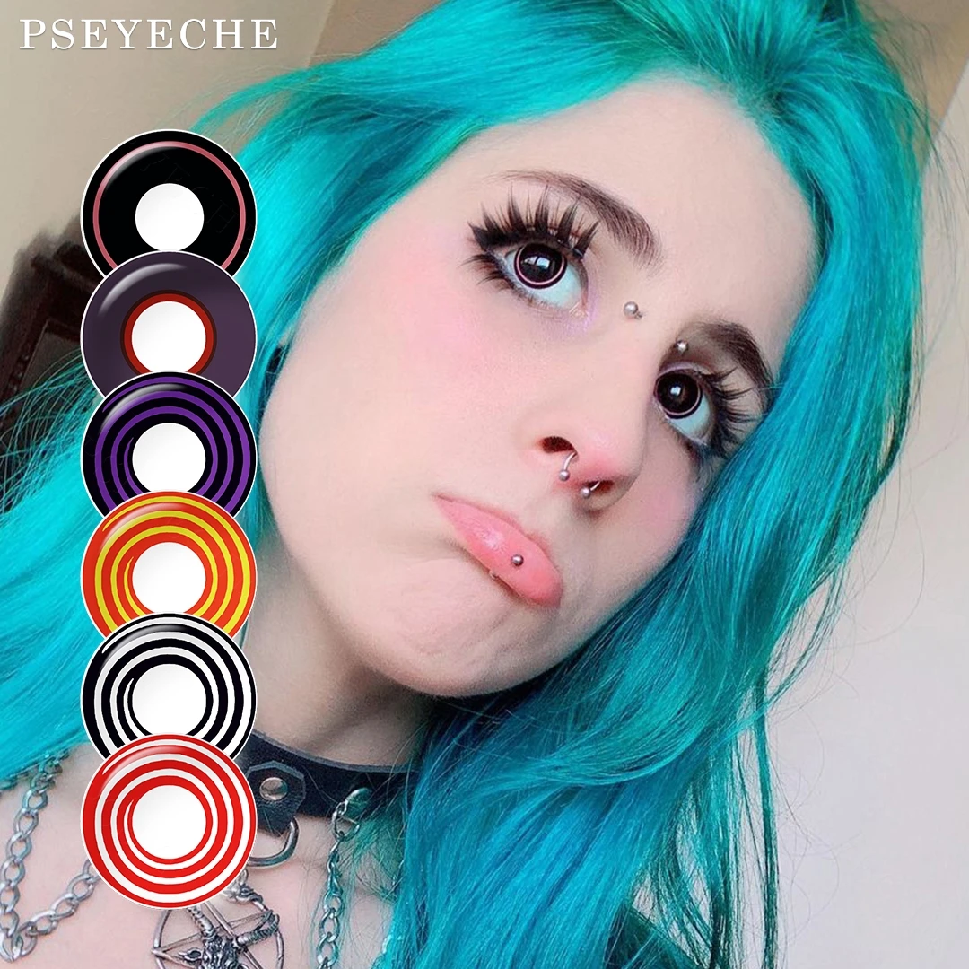 Anime Cosplay Color Contact Lenses for Eyes Black Spiral Contacts Lens