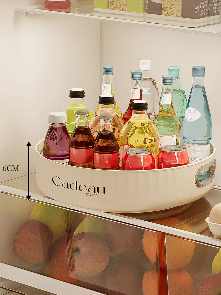 1pcs，Creamy White Rotatable Round  Tray Countertop Multi Purpose organizer Tray Rotating shelf 3