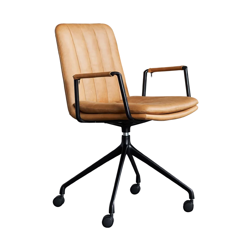 Leather book chair backrest computer chair study office chair home chair roller swivel chair P