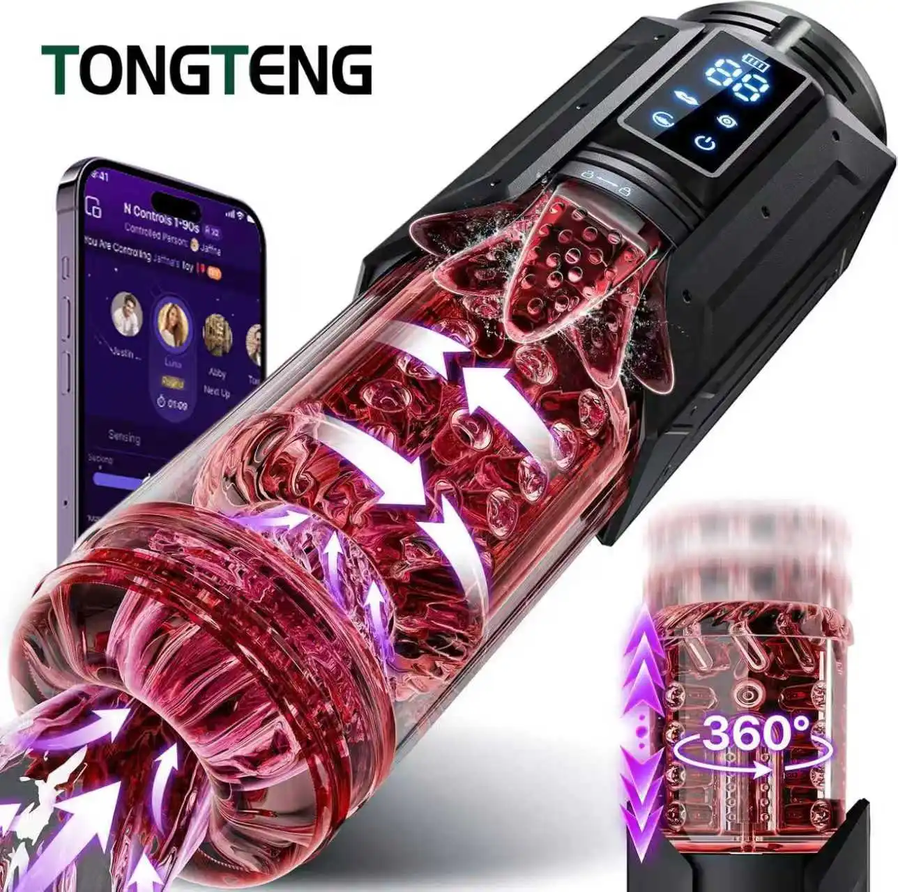 Male Masturbator APP LED Automatic Male Masturbator Cup 7 Sucking Rotating Licking Thrusting Modes Pocket Pussy Stroker Blowjob Sex Toys for Men