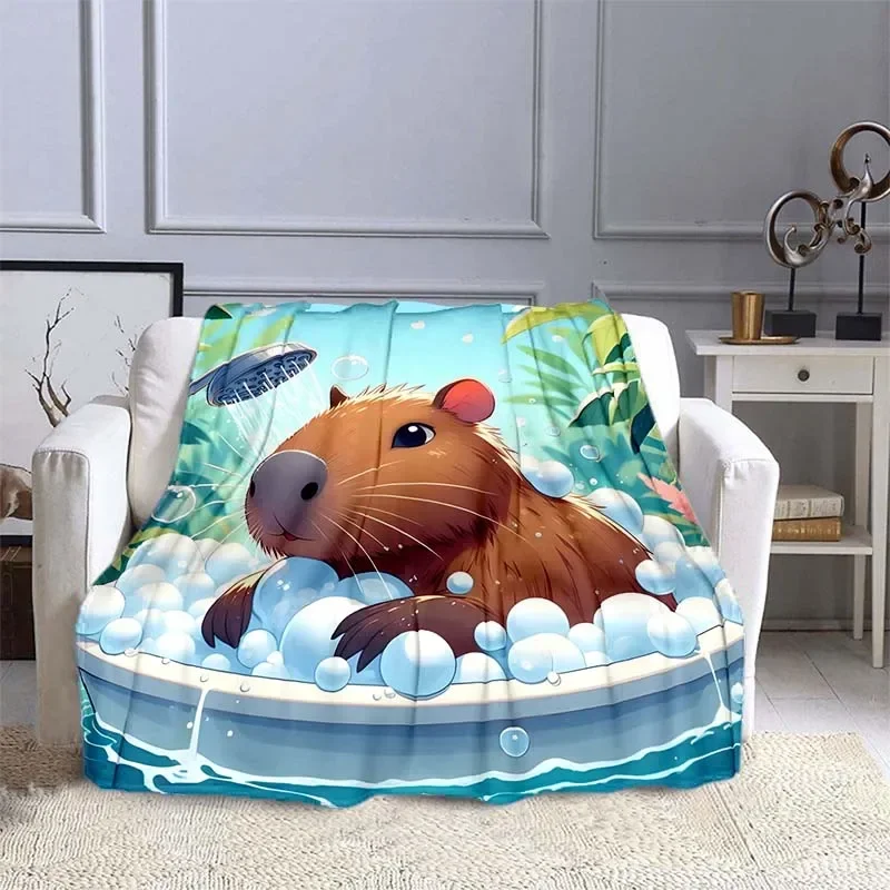 MINISO Capybara-Manta estampada para niños y adultos, ropa de cama