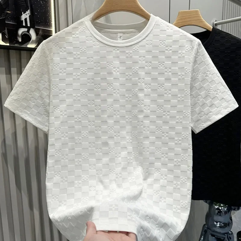 2024 الصيف الراقية منقوشة قصيرة الأكمام الرجال خفي...