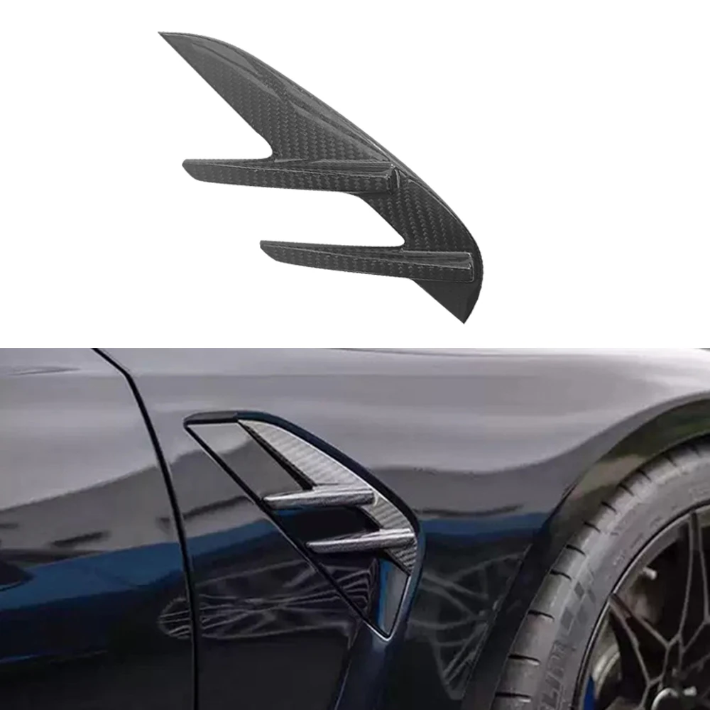 

Real Carbon Fiber Front Bumper Side Fender Fog Lamp Air Vent Cover Trim For BMW New M3 G80