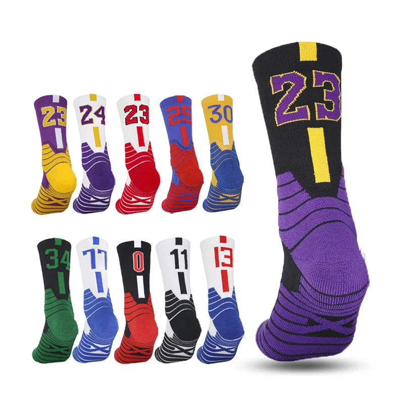 

Sports Number Basketball Men Professional Socks Non-Silp Socks Middle Thickened Towel Bottom Child Team Match baloncesto Socks