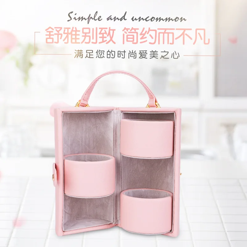

New Creative Cylindrical Jewelry Box Multilayer Flannel Customized Earrings Necklace Jewelry Storage Box Portable Jewelry Box
