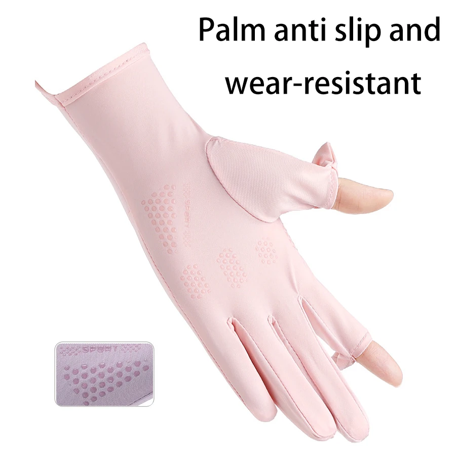 Summer sun protection gloves, anti slip, breathable, UV resistant, touch screen, cool feeling, cycling, outdoor sports, ice silk 5