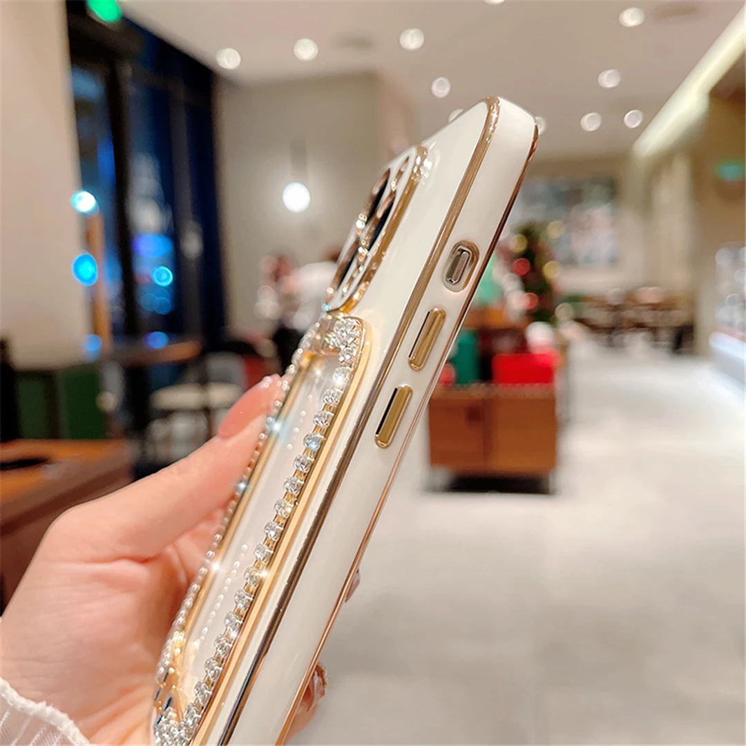 Silicone Phone Case With 3d Crystal Square Holder For Xiaomi_voghion.com