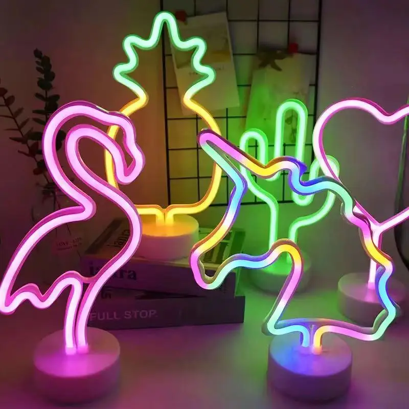 Leuchtreklame USB LED Dekoration Einhorn Flamingo Lampe Mond Regenbogen für Zuhause Kinderzimmer Nachttisch Nachtlicht Dekor Licht für Weihnachten