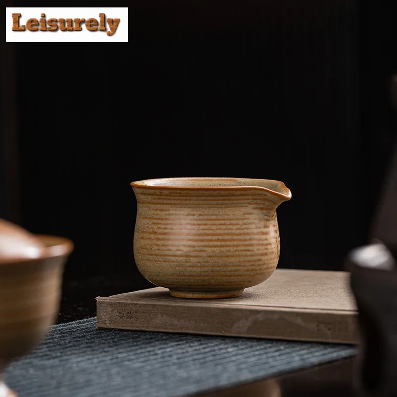 150ML Retro Old Rock Mud Screw Thread Tea Pitcher Cha Hai Dispenser Household Justice Cup Fair Mug Chinese Tea Set Accessories