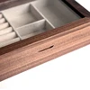 Retro HighEnd Walnut Solid Wood Jewelry Box With Acrylic Glass Cover Linen Lining Necklace Ring Earring Storage Display Box 6