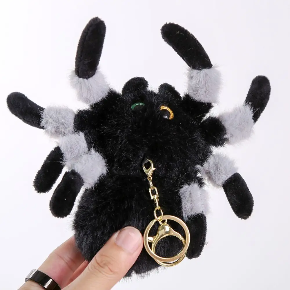 PP Cotton Color Spider Doll Keychains Simulation Lifelike Colored Eye Spider Plush Pendant Fluffy Hanging Ornaments