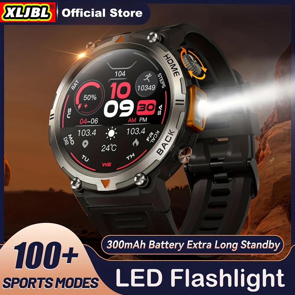 Xljbl T-Rex 2 Led Torcia Sportiva Smartwatch Uomo Tactical Smart Watch Bluetooth Call Running Fitness Tracker Impermeabile Wacth