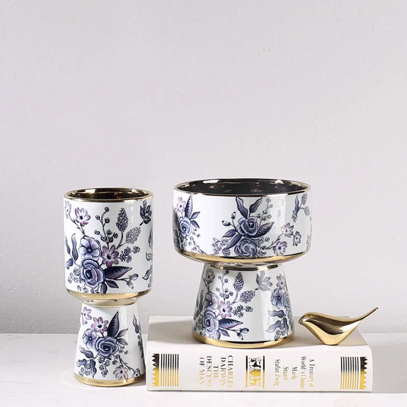 

Светильник Роскошная сине-белая фарфоровая керамическая ваза, современная модель для украшения дома, гостиницы, гостиной, Настольная Ваза