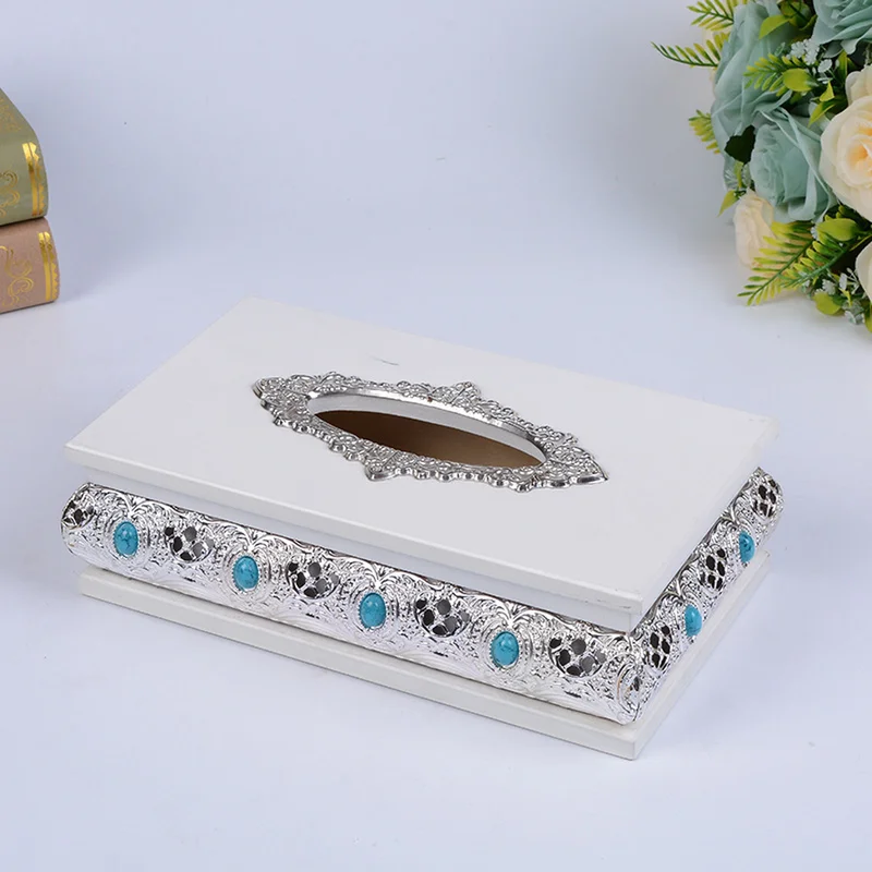 A1 High-grade silver gold tissue box metal paper tray napkin storage box car tissue box holder wx11081134 4