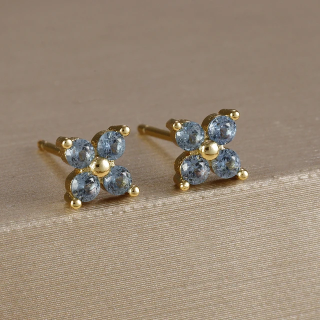 Boucles d'oreilles carrées suspendues en acier inoxydable, 2 pièces, pierre d'anniversaire de décembre, chaîne en zircone cubique, fleur, bijoux de perçage