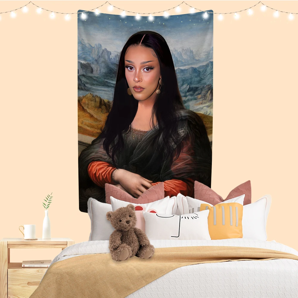 Doja Cat Tapestry Funny Meme Printed Mystical Psychedelic Boho Aesthetic Room Decor Wall Hanging Blanket Yoga Mat tapestry decor