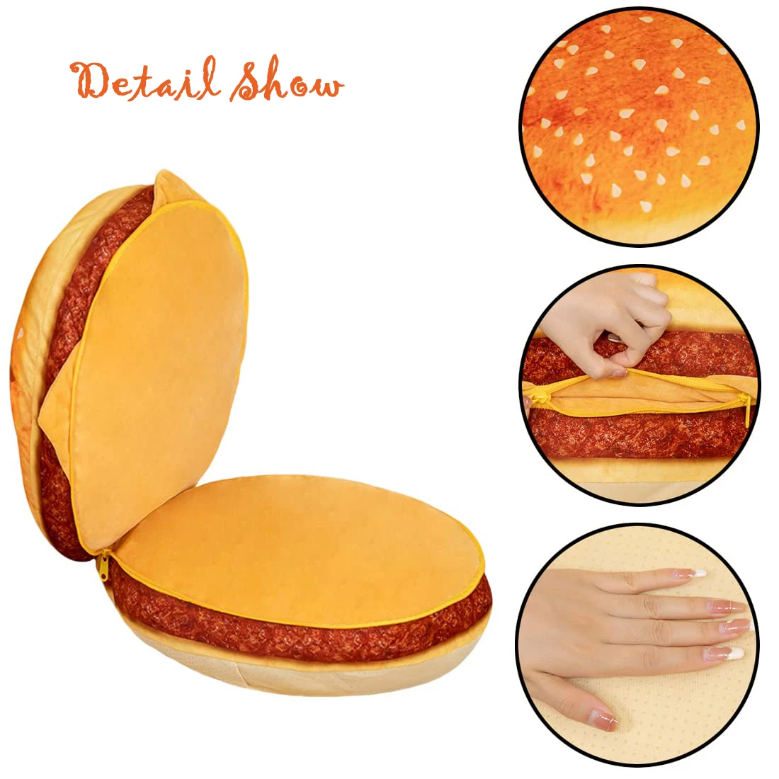 Large 3D Simulation Burger Plush Pillow Sofa Funny Food Stuffed Cheese Hamburg Soft Kids Plushies Toys Cushion for Home Decor