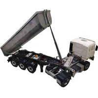 For 1/14 Tamiya RC Truck All Metal 3-axis Hydraulic Dump Truck Tipper Trailer Scania R620 Actros Volvo MAN LESU DIY Parts 1