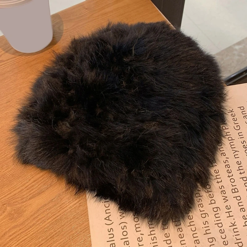 

Модная флисовая шапка из кроличьего меха повседневная шапка для женщин, зимняя шапка для защиты ушей