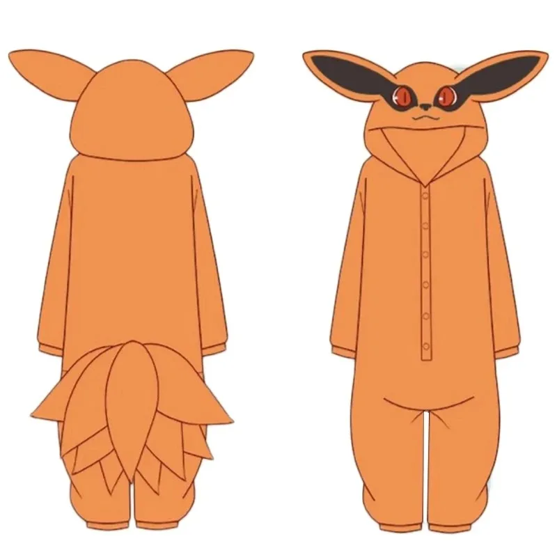 Uzumaki Kurama Kyuubi Fox Cosplay Costume Kigurumi Adult Unisex Anime Pajamas Flannel Jumpsuit Sleepwear Onesies Prop cosplay costumes kigurumi pajamas
