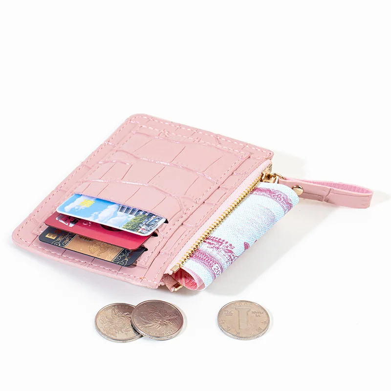 Women Slim Business Card Holder Wallet Men Mini Wallets Zipper Card Money Holders Vintage Short Wallet Female Thin Small Purse 2