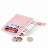 Women Slim Business Card Holder Wallet Men Mini Wallets Zipper Card Money Holders Vintage Short Wallet Female Thin Small Purse 2