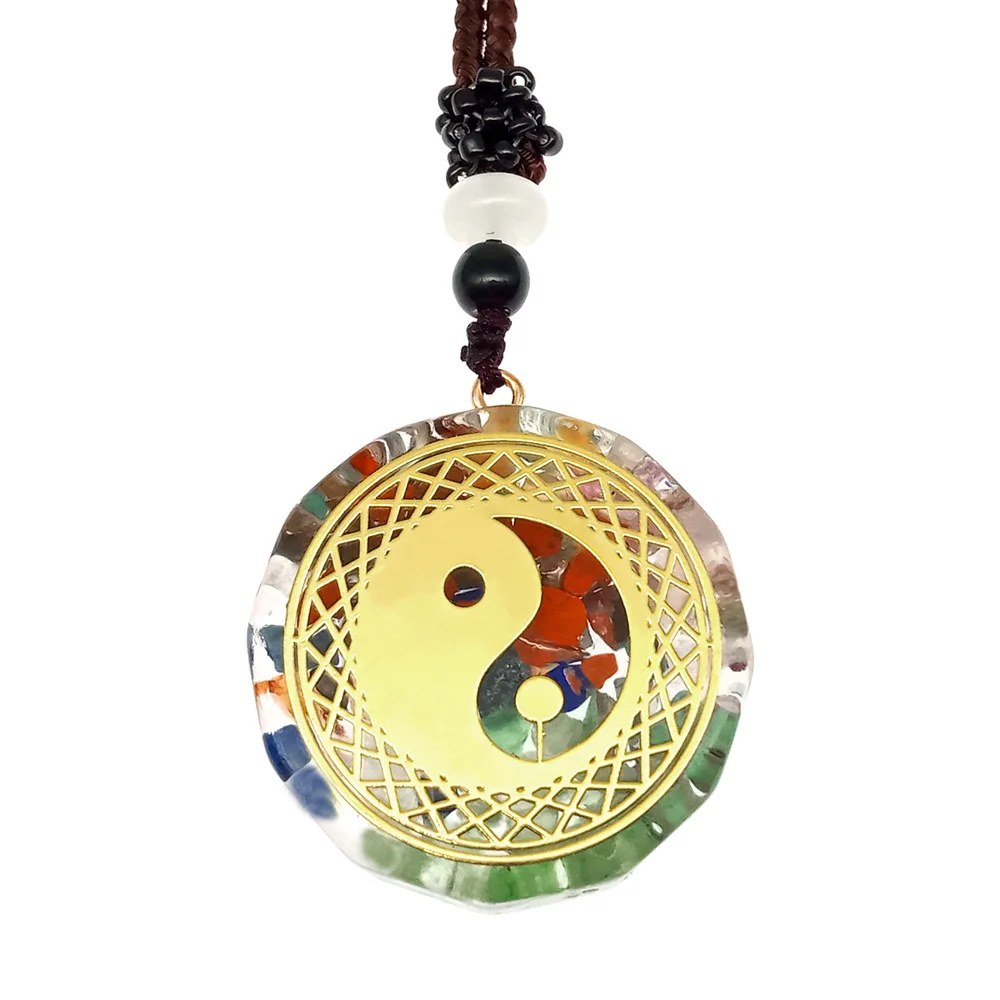 Chakra Eugen Seven Necklace 35mm Chakra Semi-Precious Meditation Pendant