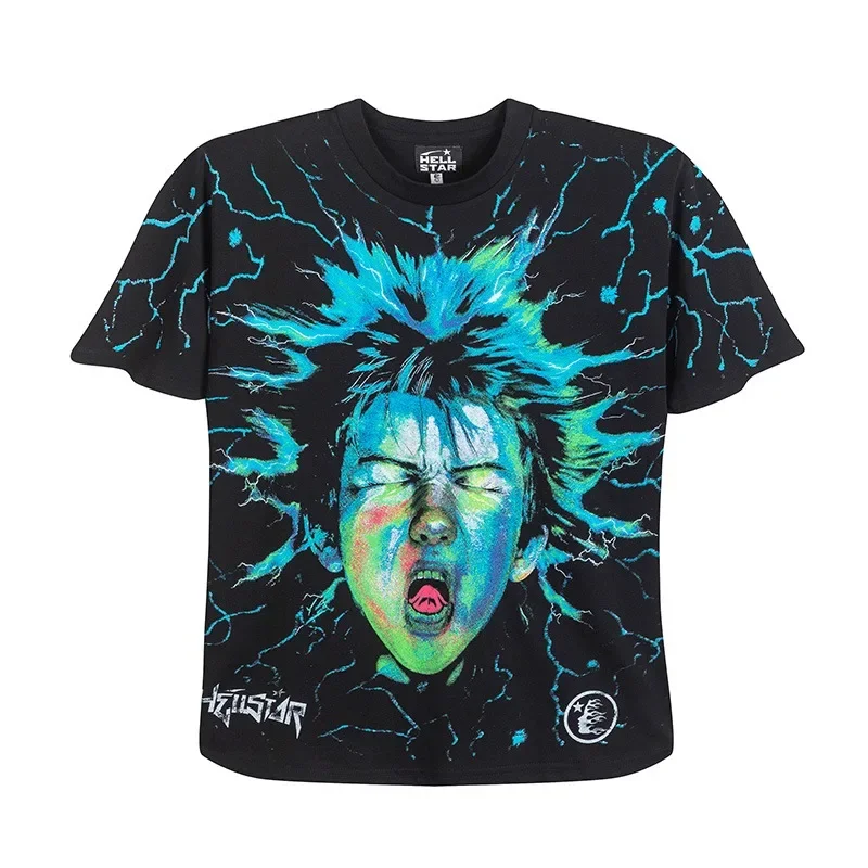 

Versatile Spring/Summer Short sleeved Hellstar Street Electric Boys Washing Heavy Industry Men's and Women's Leisure T-shirt