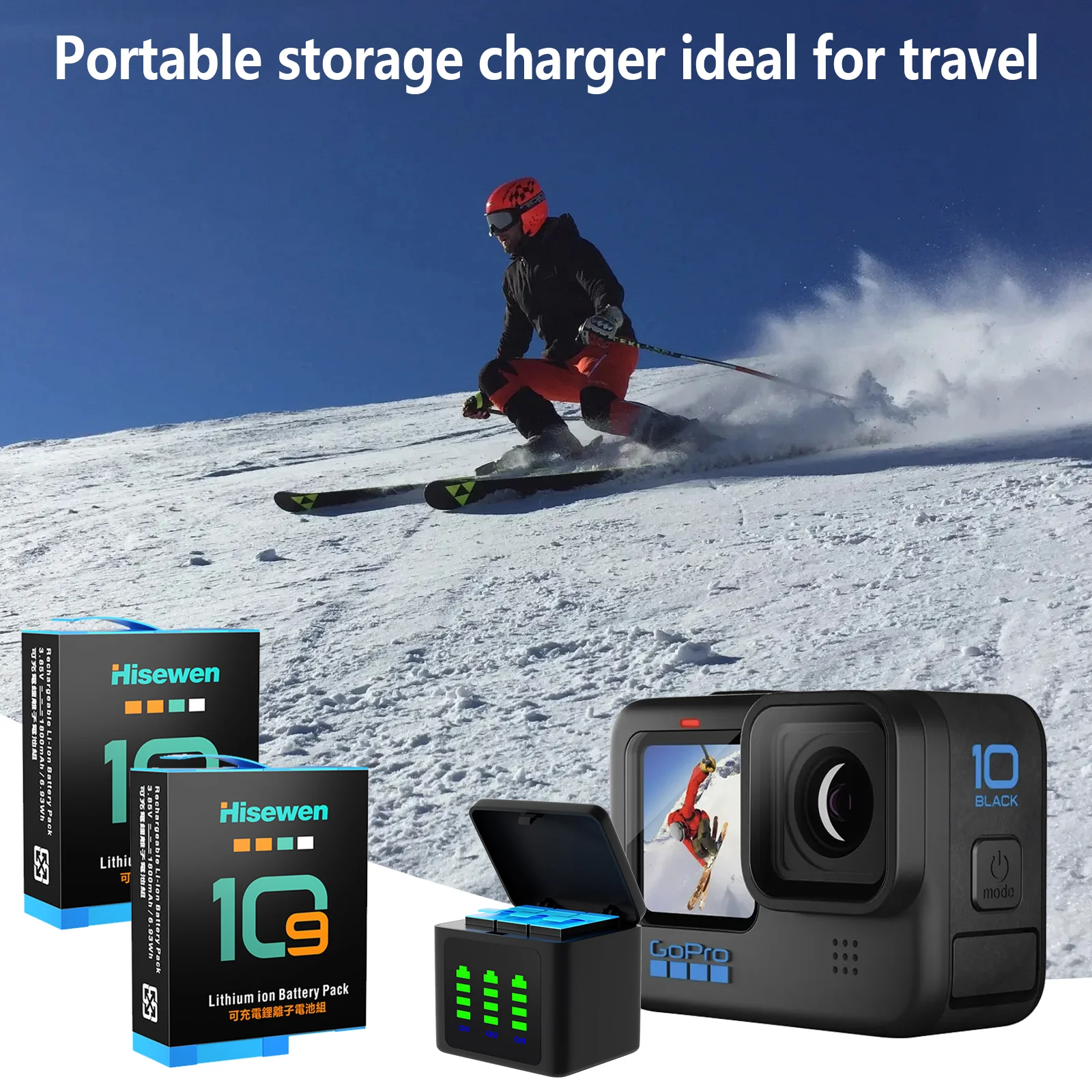 Lot Batteries et Chargeur pour GoPro Hero - Jusqu'à 4 Batteries