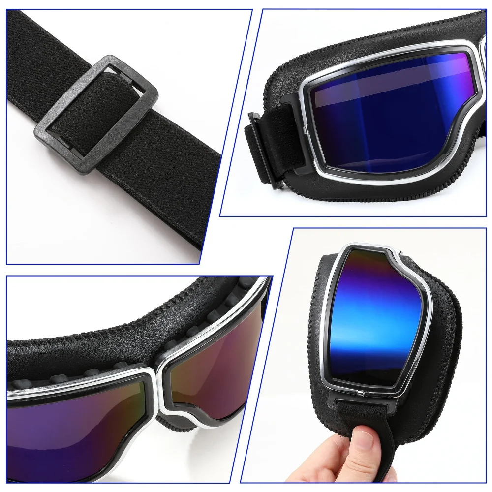 Windproof Motorcycle Helmet Glasses Leather Safety Protective Anti-glare Goggles Motocross Cross-country Steampunk motorcycle goggles