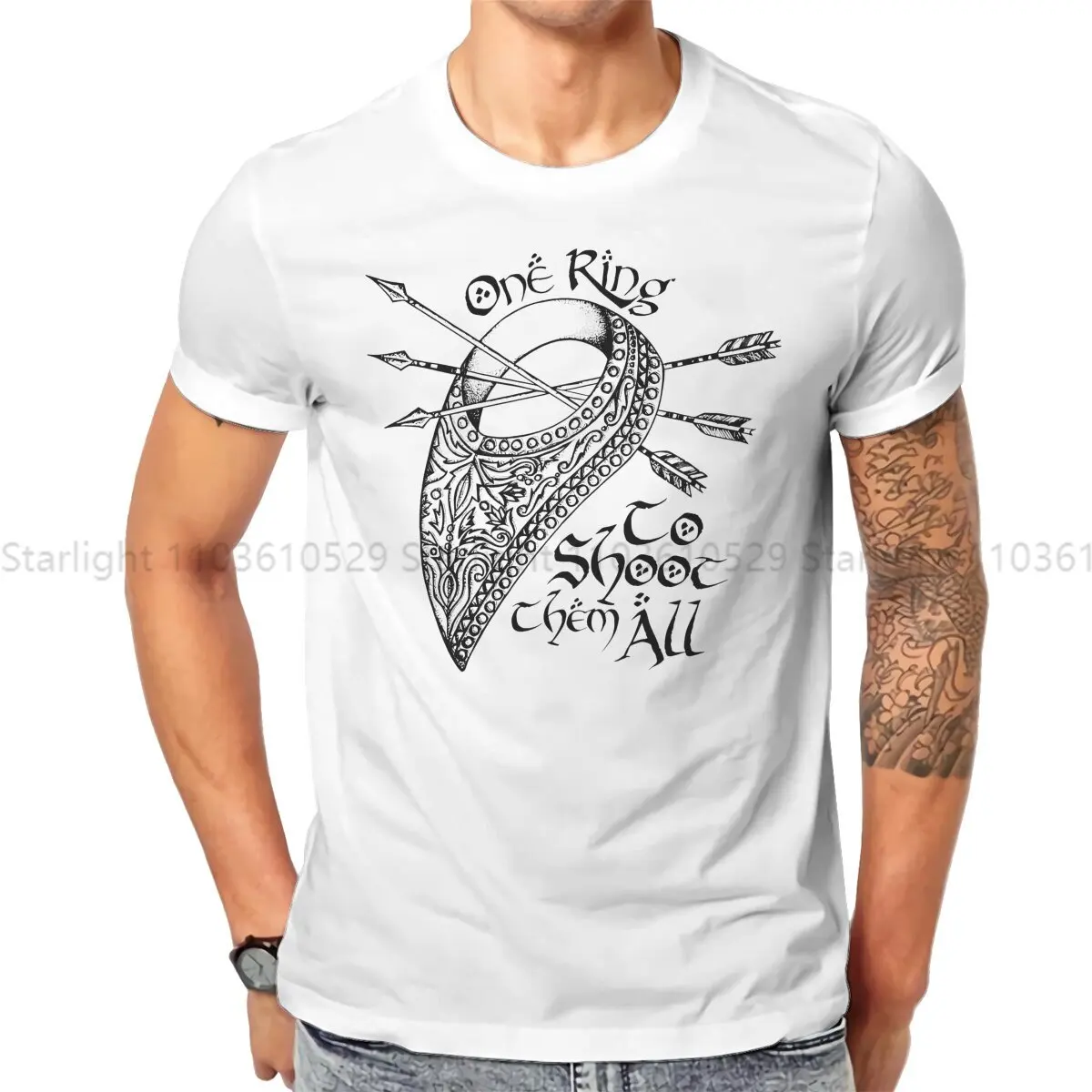 

Archery Creative TShirt for Men One Ring To Shoot Them All Traditional Round Collar T Shirt Hip Hop Gift OutdoorWear