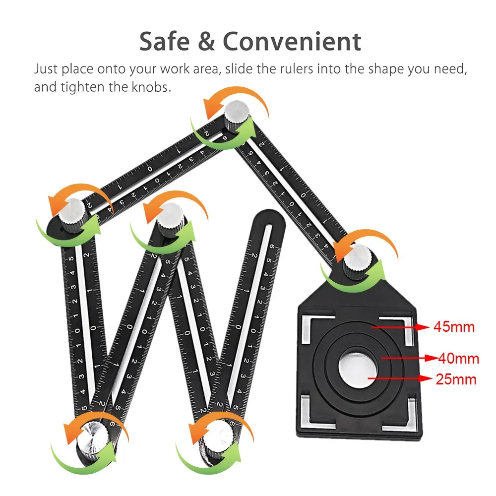 

4/6-fold Aluminium Alloy Angle Ruler Finder Measuring Ruler Template Tool Perforated Mold Izer Locator Drill Guide Tile Hole