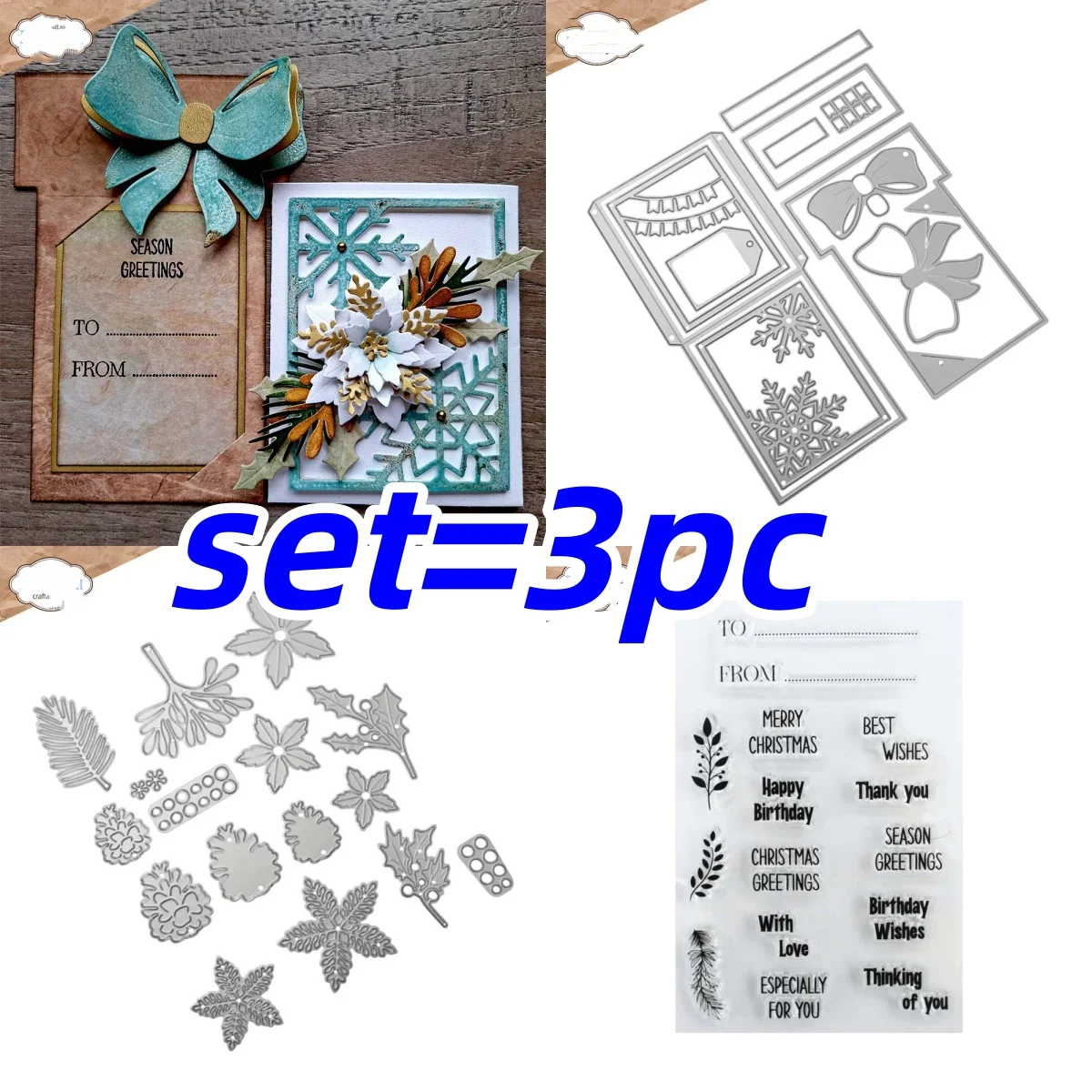 Festive Gingerbread & Snowy Blossom Crafting Kit - Stamps, Stencils, and Hot Foil for Holiday Scrapbooking & Card-Making